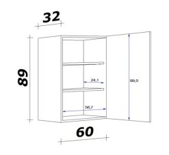 Küchen Hängeschrank AVILA 60 cm Eiche /weiß matt