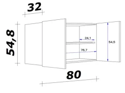 Küchen Hängeschrank AVILA 80 cm Eiche /weiß matt