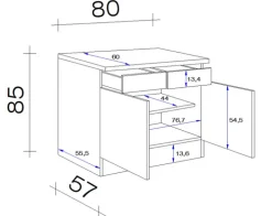 Küchen Unterschrank AVILA V Eiche /weiß matt