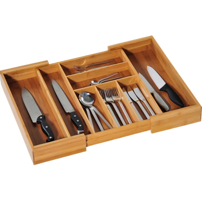 Kesper Besteckkasten Bambus mit 6 - 8 Besteckeinteilern 58 x 43 x 6,5 cm Braun
