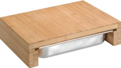 Kesper Schneidebrett mit einer Auffangschale Bambus/Edelstahl 40 x 29 x 11 cm Braun