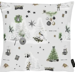 Kissenhülle CHRISTMAS ALL OVER 40x40cm weiß-schwarz
