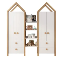 Kleiderschrank-Set BEACH 3-teilig Kiefer weiß/ Abs. Birke