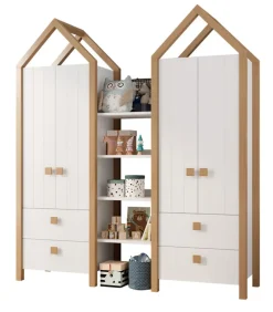 Kleiderschrank-Set BEACH 3-teilig Kiefer weiß/ Abs. Birke