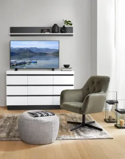 Kommode AMALIA 161x93 cm Alpinweiß/Anthrazit