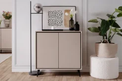 Kommode ARONA 90 x 90 cm sandfarben/schwarz