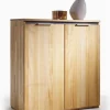 Kommode VICENZA 80 x 89 cm Kernbuche massiv natur geölt/Absetzung Anthrazit gebeizt
