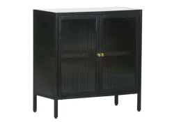 Kommode 70 x 72 cm Platte Marmor weiß/Türfront Strukturglas