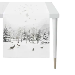 Läufer WALDTIERE IM SCHNEE 48x140cm weiß-grau