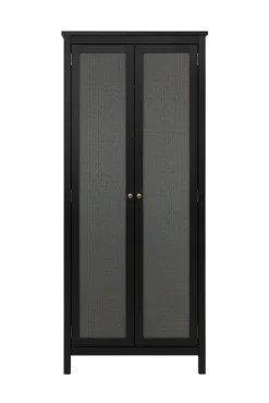 Mehrzweckschrank CORDOBA 80 x 187 cm schwarz/Geflecht Nobel