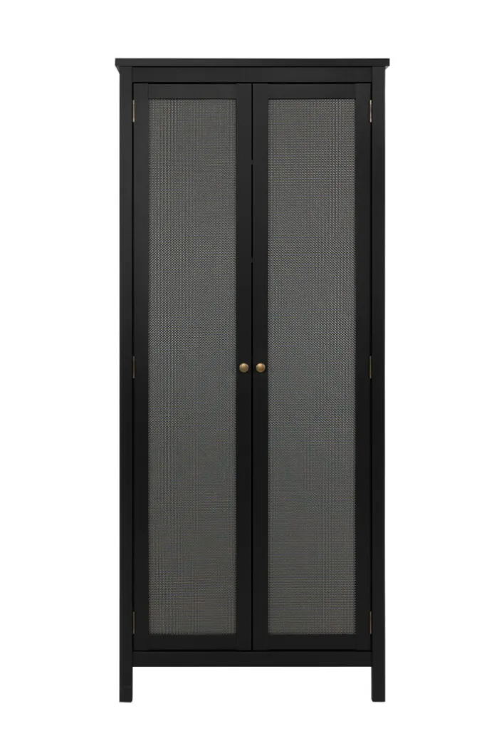 Mehrzweckschrank CORDOBA 80 x 187 cm schwarz/Geflecht Nobel
