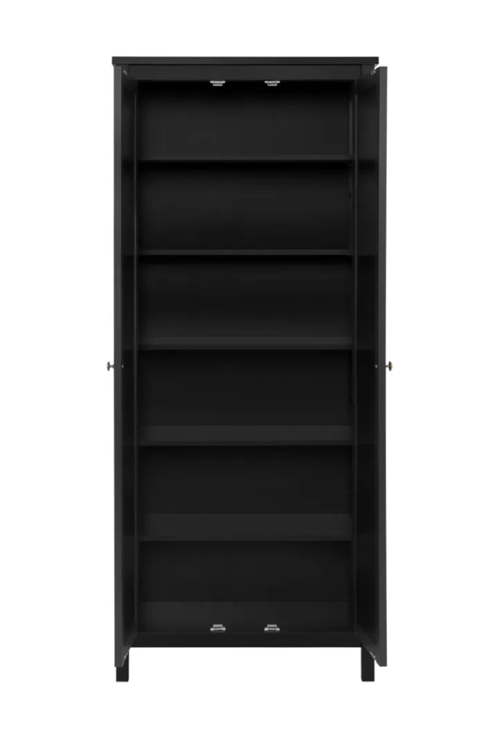 Mehrzweckschrank CORDOBA 80 x 187 cm schwarz/Geflecht Nobel