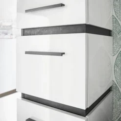 Musterring Hochschrank RIMINI schneeweiß/ dunkelgrau