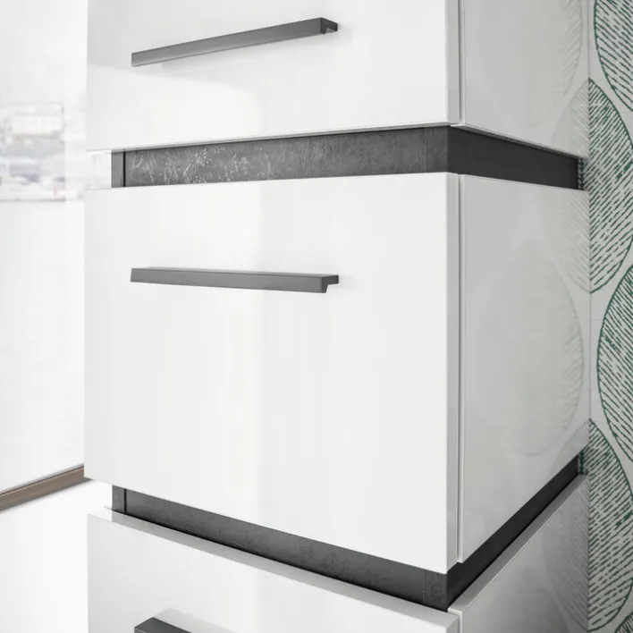 Musterring Hochschrank RIMINI schneeweiß/ dunkelgrau