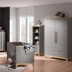 PAIDI Kinder-Drehtürenschrank STEN grau/ braun