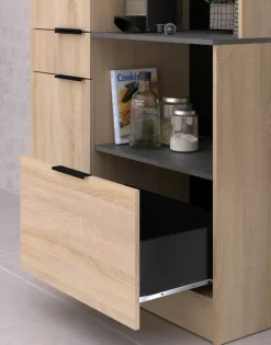 Parisot Buffet-Schrank Fumay 100 x 186 cm Eiche Dekor/ schwarz