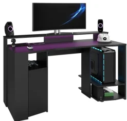 Parisot Gamertisch und Regale mit LED Beleuchtung schwarz