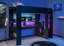 Parisot Gaming-Hochbett mit LED Beleuchtung schwarz