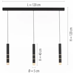 Paul Neuhaus LED Balkenpendel PURE-VEGA 120 cm schwarz