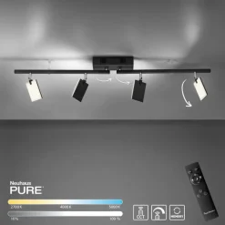 Paul Neuhaus LED Deckenlampe mit 4 Spots PURE-MIRA schwarz