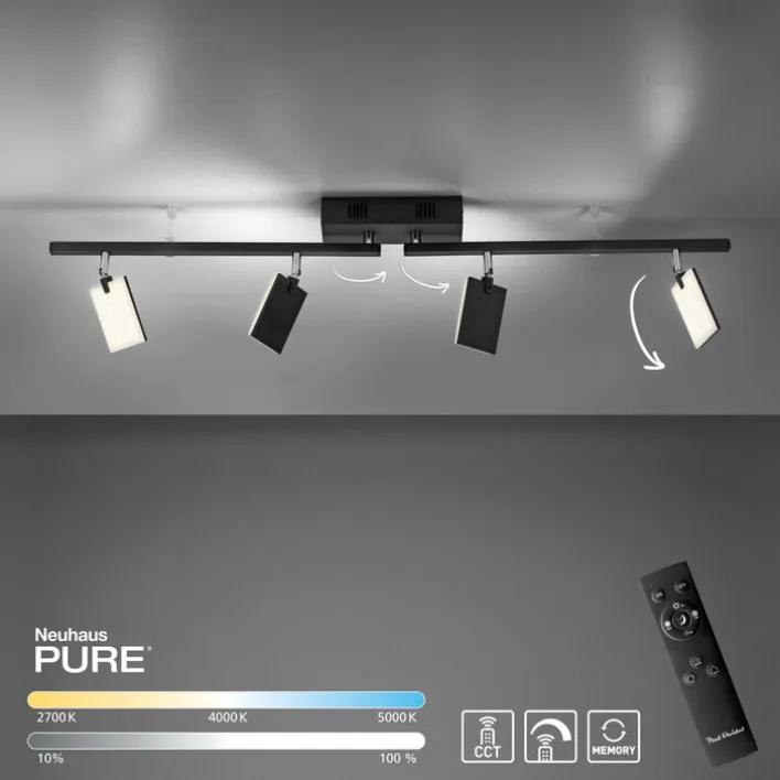 Paul Neuhaus LED Deckenlampe mit 4 Spots PURE-MIRA schwarz