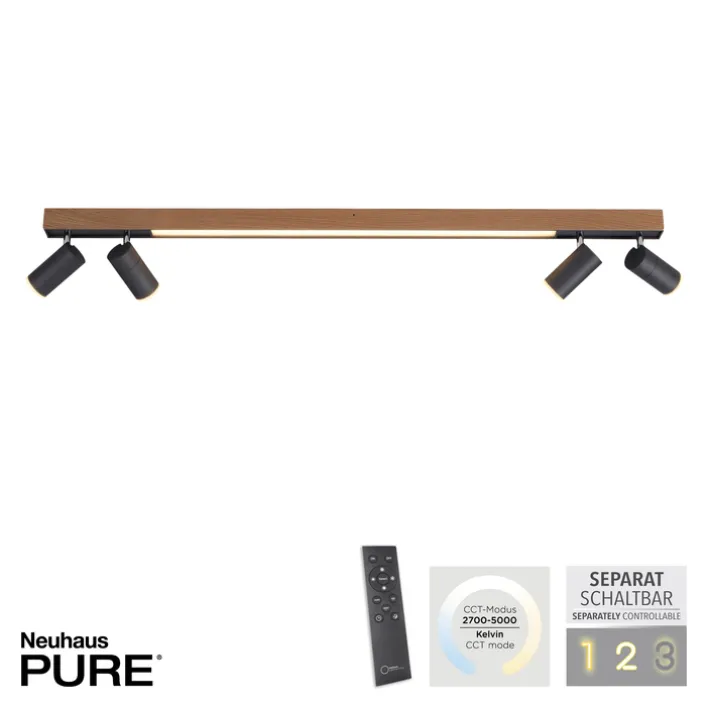 Paul Neuhaus LED Deckenlampe PURE-LINES 5-flg braun