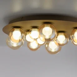 Paul Neuhaus LED Deckenlampe PURE POPUP Glas Ø 60 x 17 cm dimmbar Japandi Broncefarbig/Rauchfarbig & Amber