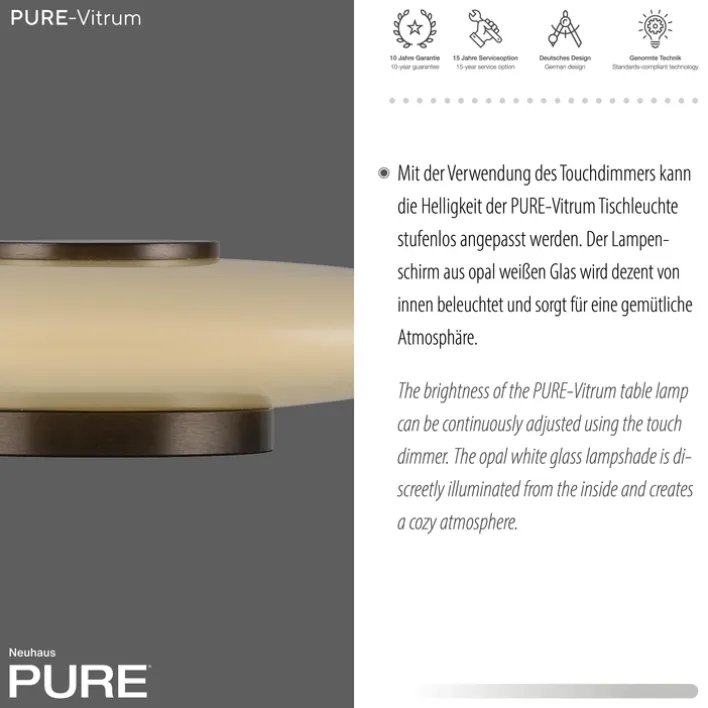 Paul Neuhaus LED Tischlampe PURE VITRUM 32 cm braun