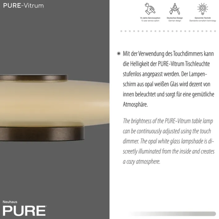 Paul Neuhaus LED Tischlampe PURE VITRUM 32 cm braun