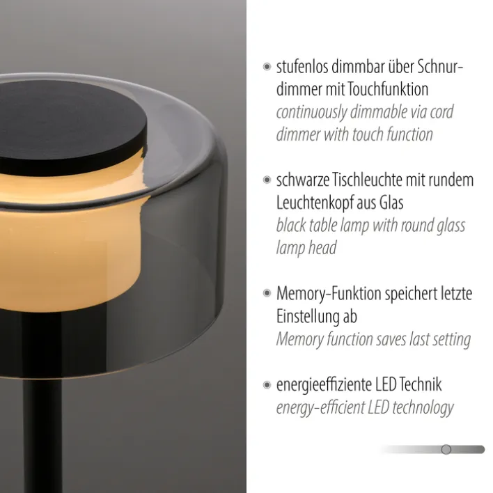 Paul Neuhaus LED Tischlampe RIKA 15 cm schwarz