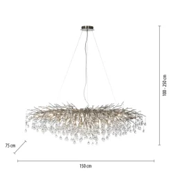 Paul Neuhaus Retrofit Kronleuchter ICICLE 150 x 75 cm stahlfarbig