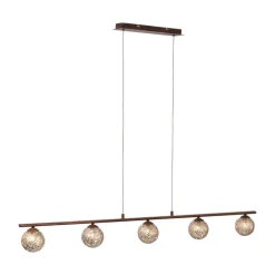 Paul Neuhaus Retrofit Pendellampe GRETA 5-flg rostfarbig/goldfarbig