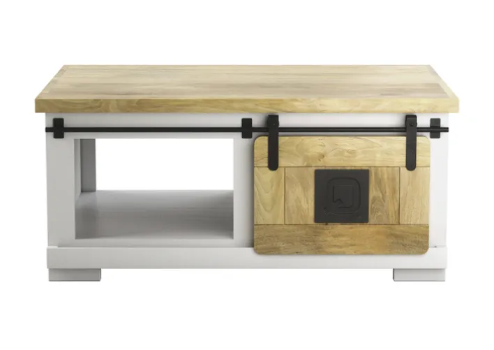 PHILL HILL Couchtisch LEWIS 95 x 65 x 45 cm Mango massiv/weiß/schwarz