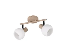 RL LED Deckenlampe mit 2 Spots BOBA, Metall/Glas, 25 x 18,5 x 10 cm Beige/Weiß