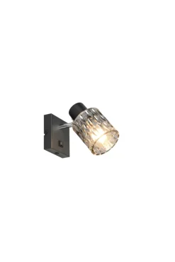 RL LED Wandleuchte mit 1 Spot JACK, Metall/Glas, 10 x 9 x 16 cm Schwarz/Rauchfarbig