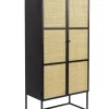 Schrank JOANNA 70 x 145 cm Rattangeflecht/schwarz