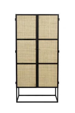 Schrank JOANNA 70 x 145 cm Rattangeflecht/schwarz