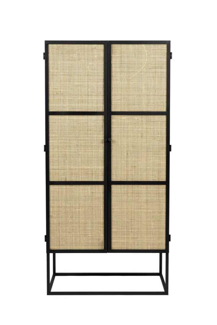 Schrank JOANNA 70 x 145 cm Rattangeflecht/schwarz