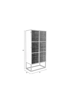 Schrank JOANNA 70 x 145 cm Rattangeflecht/schwarz