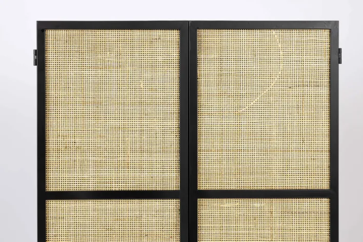 Schrank JOANNA 70 x 145 cm Rattangeflecht/schwarz