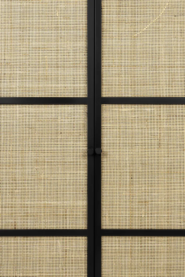 Schrank JOANNA 70 x 145 cm Rattangeflecht/schwarz