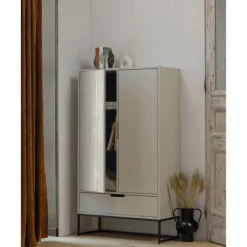 Schrank SILAS 85 x 149 cm Kiefer massiv im Farbton Staub