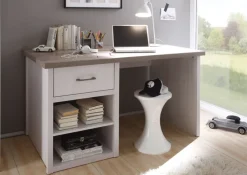 Schreibtisch LUCA 141 x 77 x 81 cm weiß/ braun