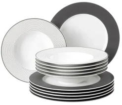 Seltmann Weiden Tafelservice NO LIMITS 12-teilig anthrazit/ weiß