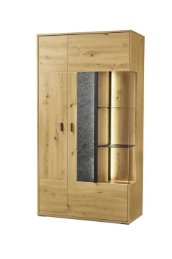 set one by Musterring Vitrine DELTONA 94x171 cm Eiche Artisan Dekor / Sandstein