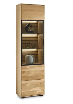 set one by Musterring Vitrine JACKSON 50 x 198 cm Eiche massiv/Eiche furniert