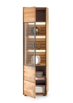 set one by Musterring Vitrine JACKSON 50 x 198 cm Eiche massiv/Eiche furniert