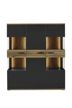 Set one by Musterring Vitrine QUINCY  135x155 cm Anthrazit/Coast Evoke Eiche