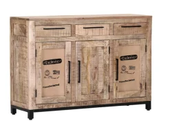 Sideboard CHASE 130 x 86 cm Mango massiv/schwarz