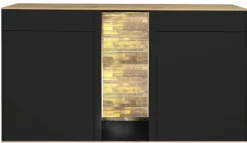 Sideboard COMO 159 x 90 cm Anthrazit matt Lack/Asteiche-Dekor
